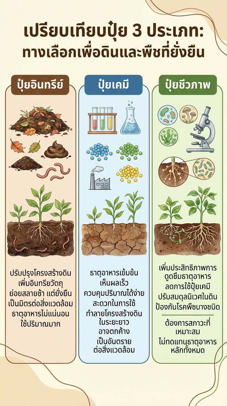 เปรียบเทียบปุ๋ย 3 ประเภท