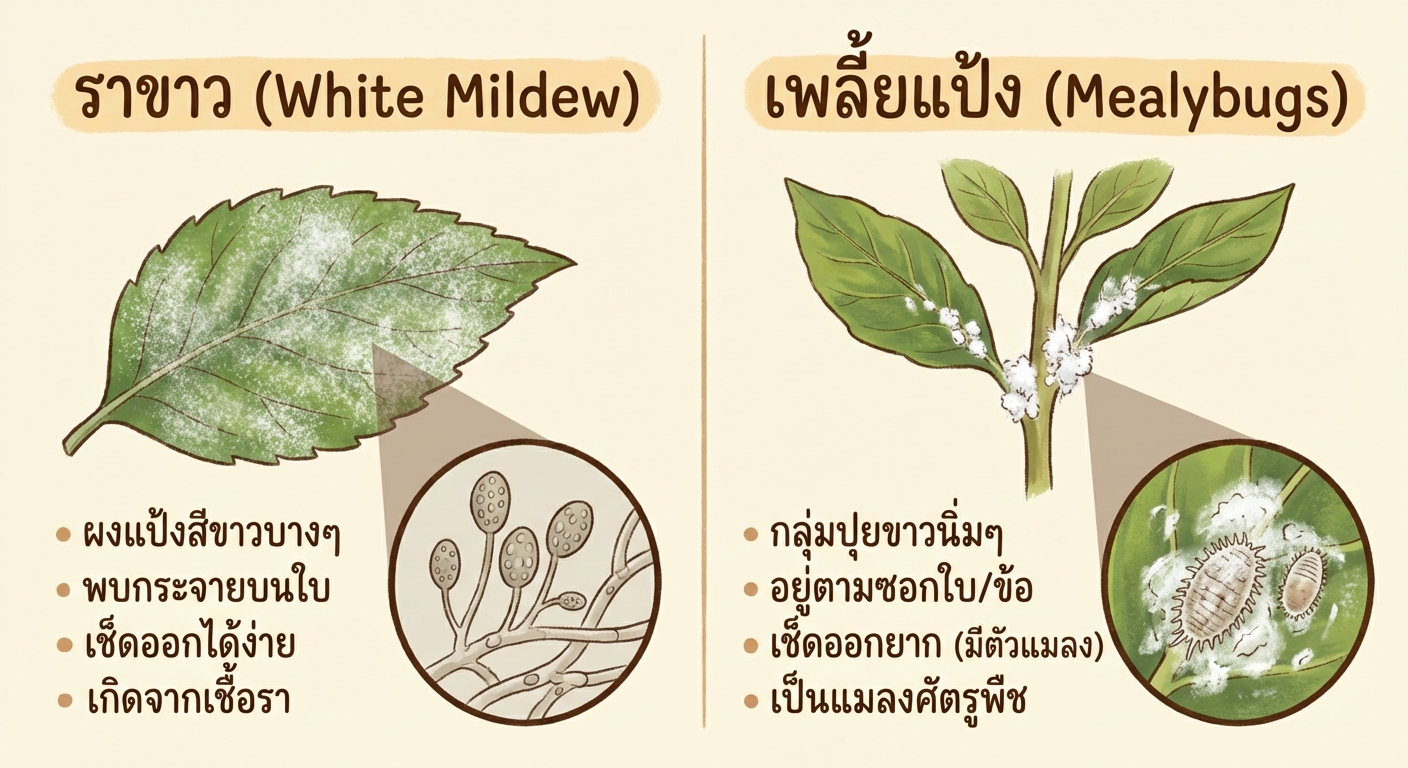 ราขาว vs เพลี้ยแป้ง
