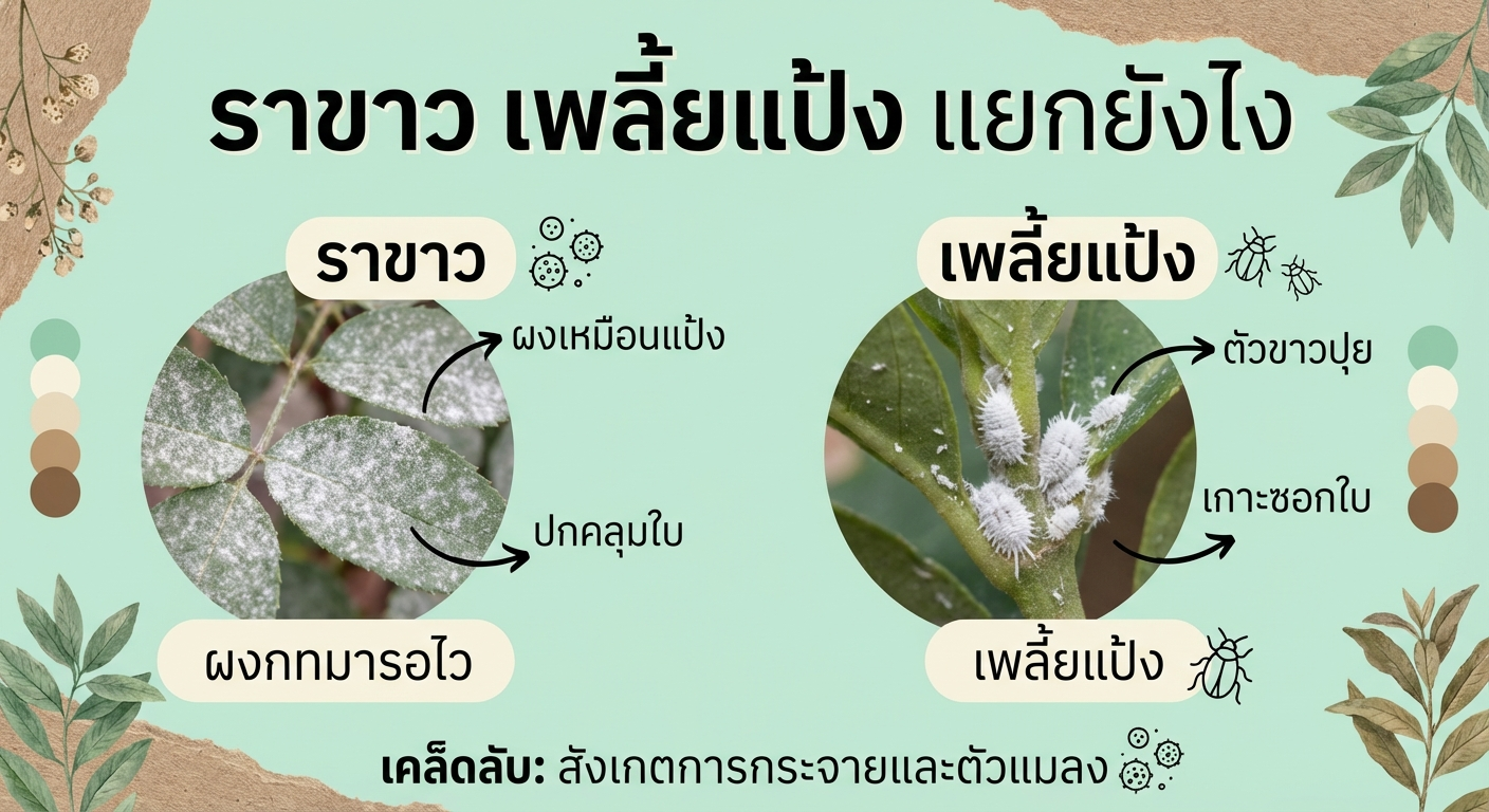 ราขาว เพลี้ยแป้ง แยกยังไง