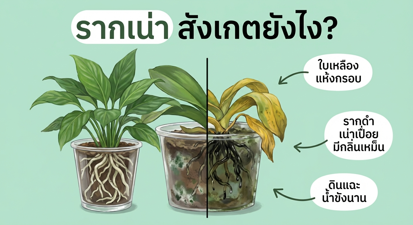 รากเน่าสังเกตยังไง เปรียบเทียบรากดีกับรากเน่า