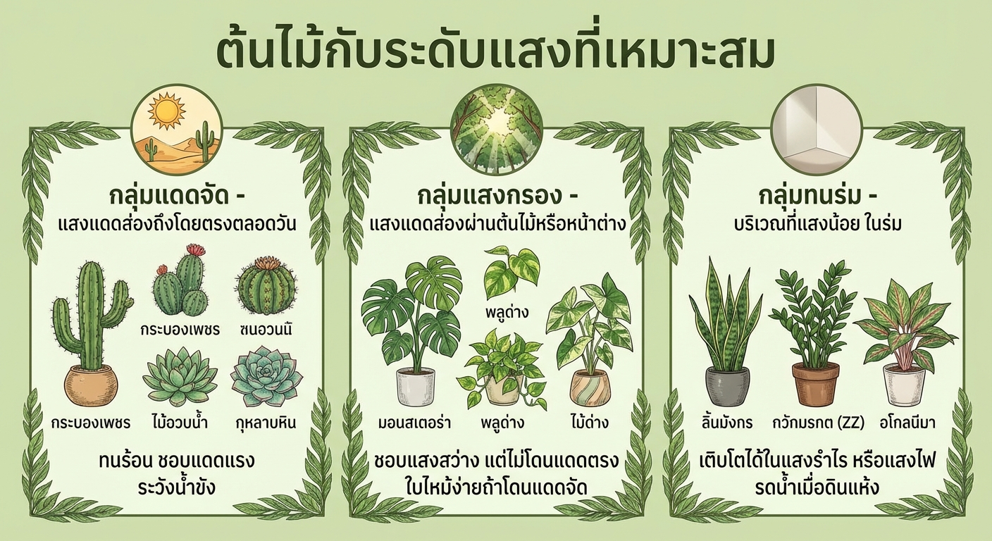 ต้นไม้กับระดับแสงที่เหมาะ