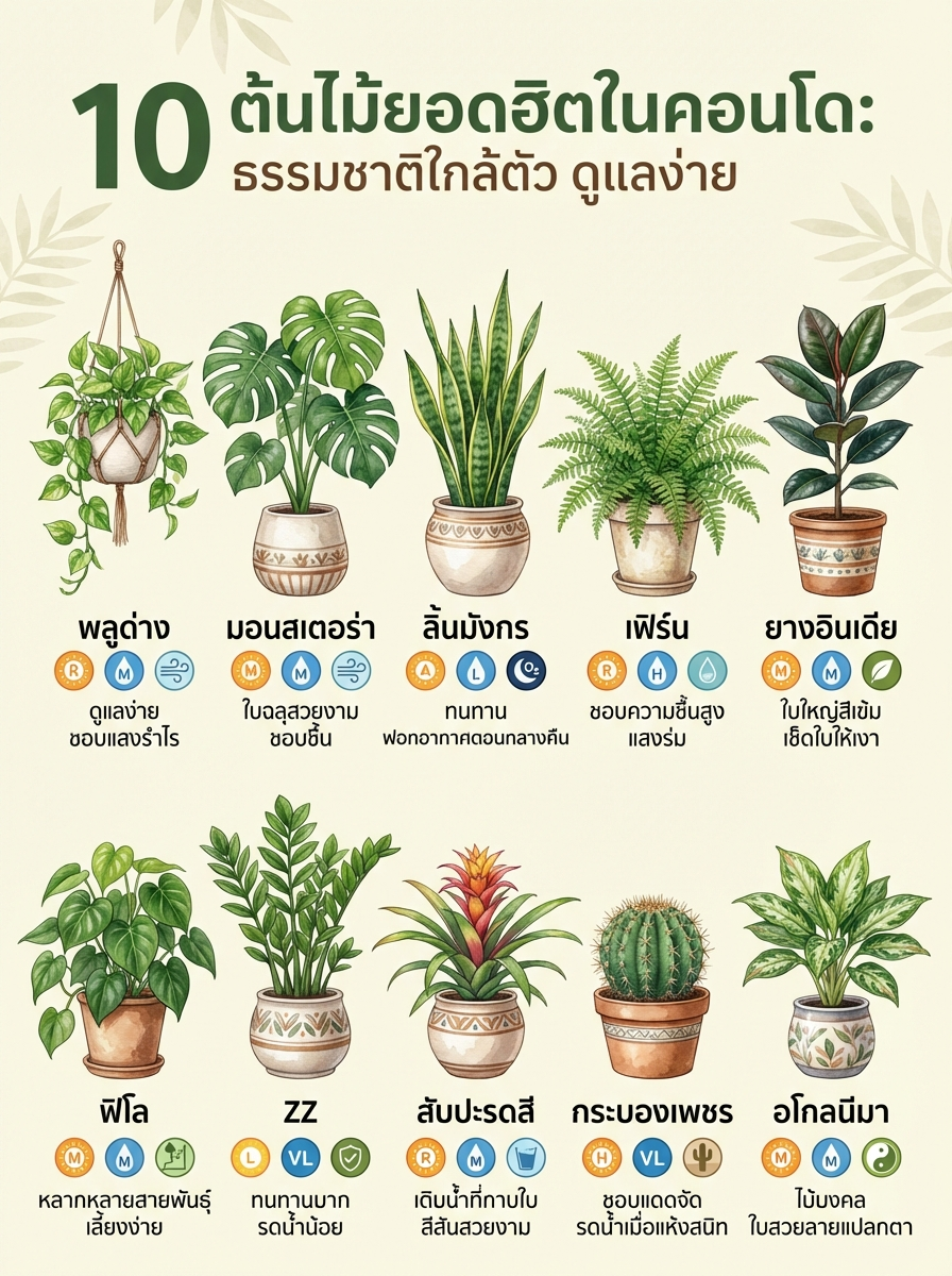 10 ต้นไม้ยอดฮิตในคอนโด