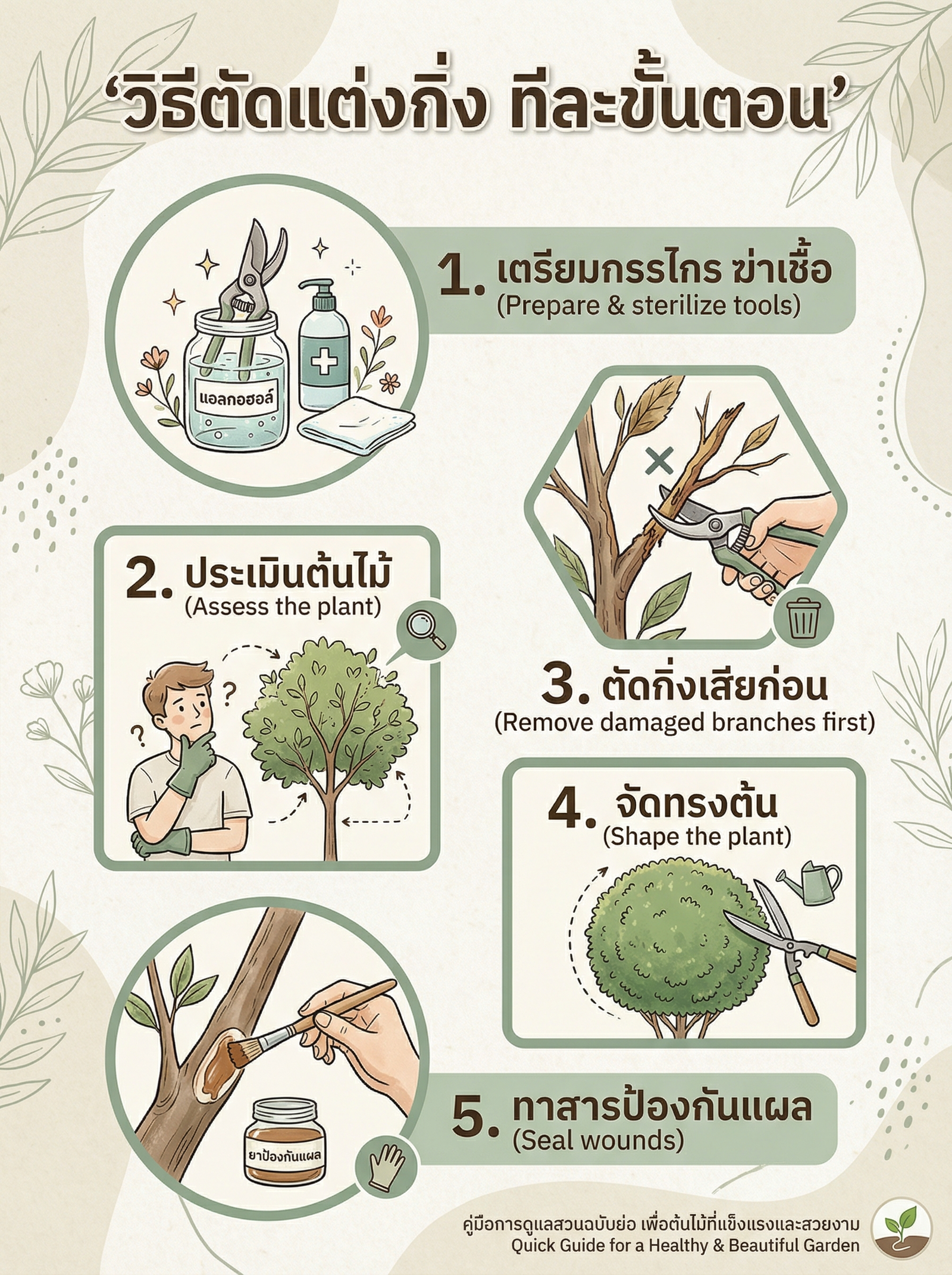 ขั้นตอนการตัดแต่งกิ่ง