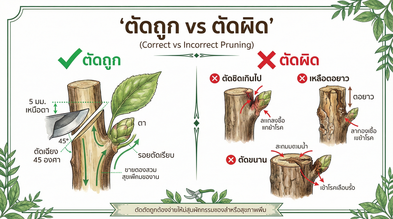 ตัดถูก vs ตัดผิด