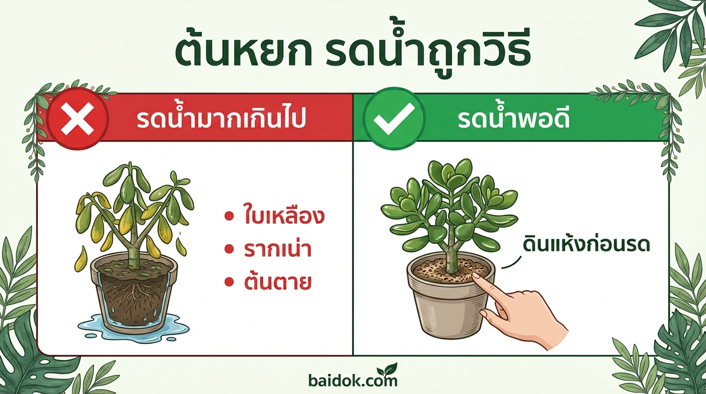 รดน้ำต้นหยกถูกวิธี เปรียบเทียบ