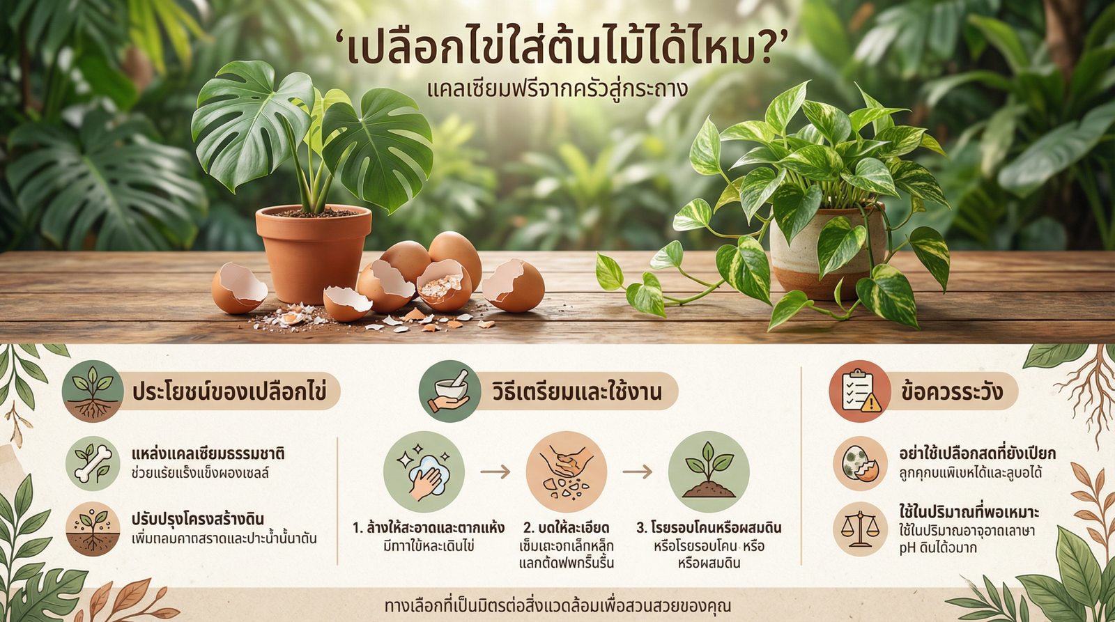 เปลือกไข่ใส่ต้นไม้