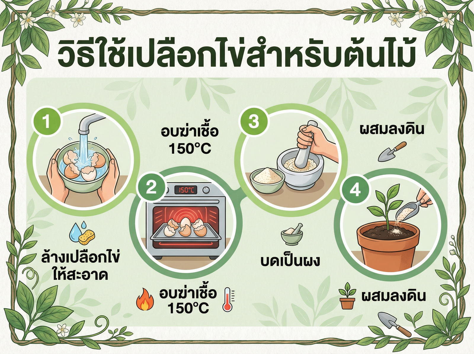 วิธีใช้เปลือกไข่กับต้นไม้