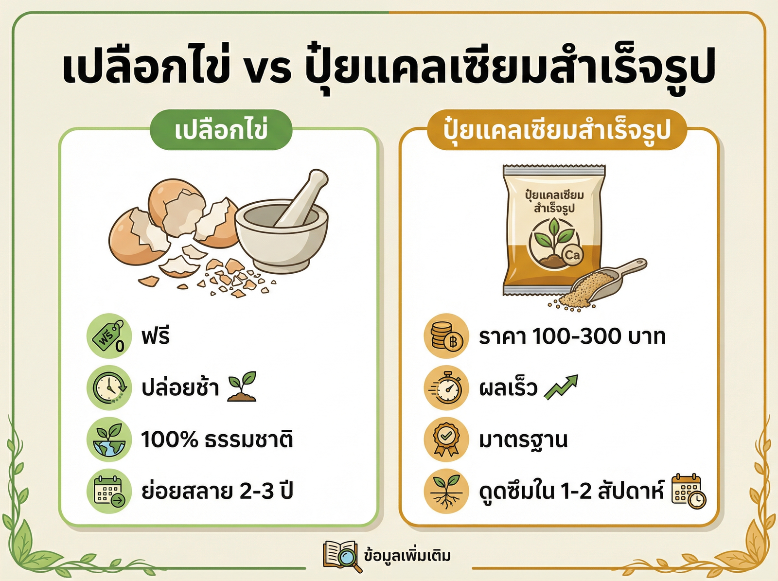 เปลือกไข่ vs ปุ๋ยแคลเซียม