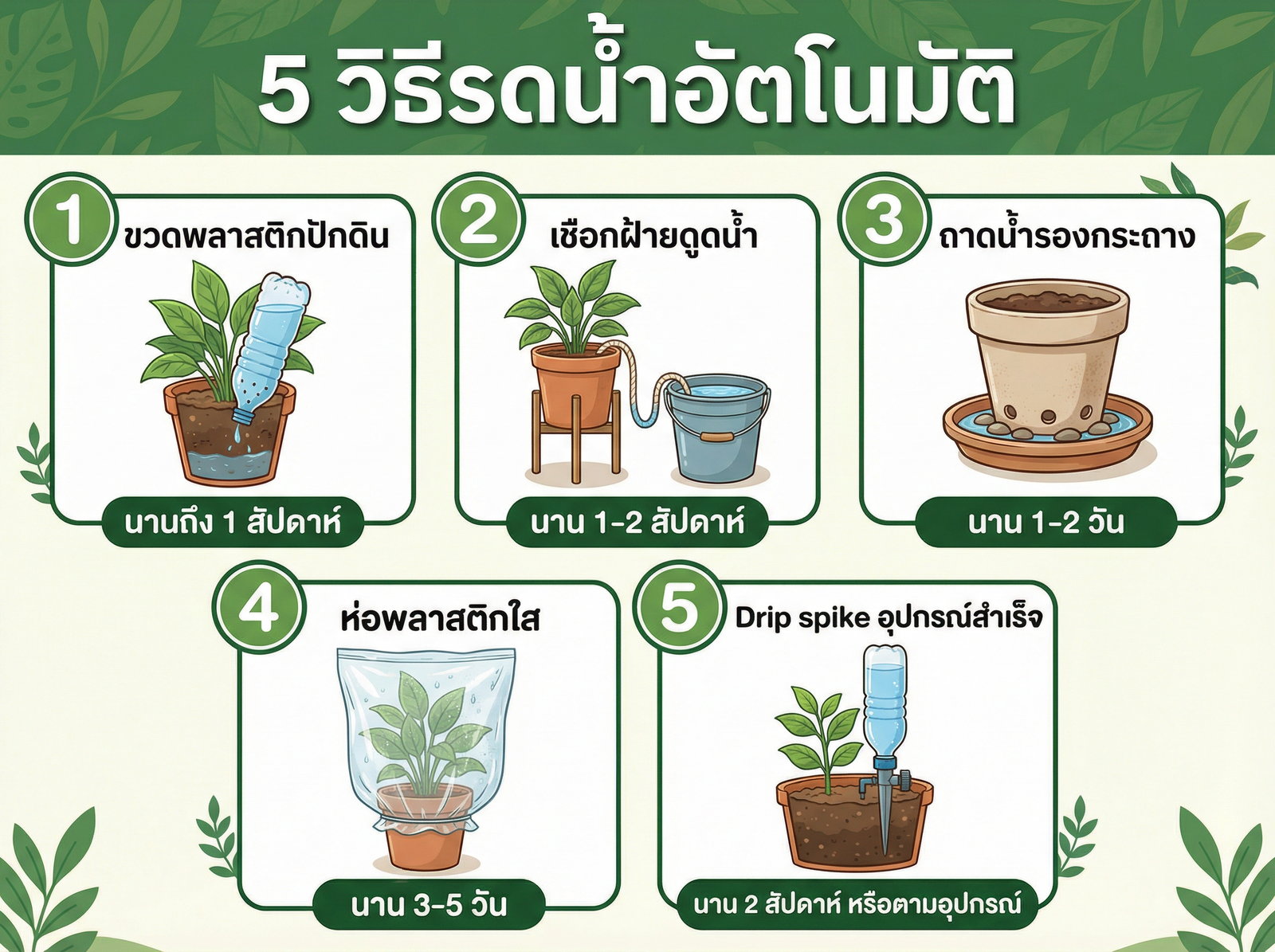 5 วิธีรดน้ำต้นไม้อัตโนมัติ