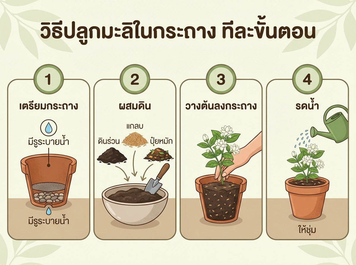 วิธีปลูกมะลิในกระถาง ทีละขั้นตอน