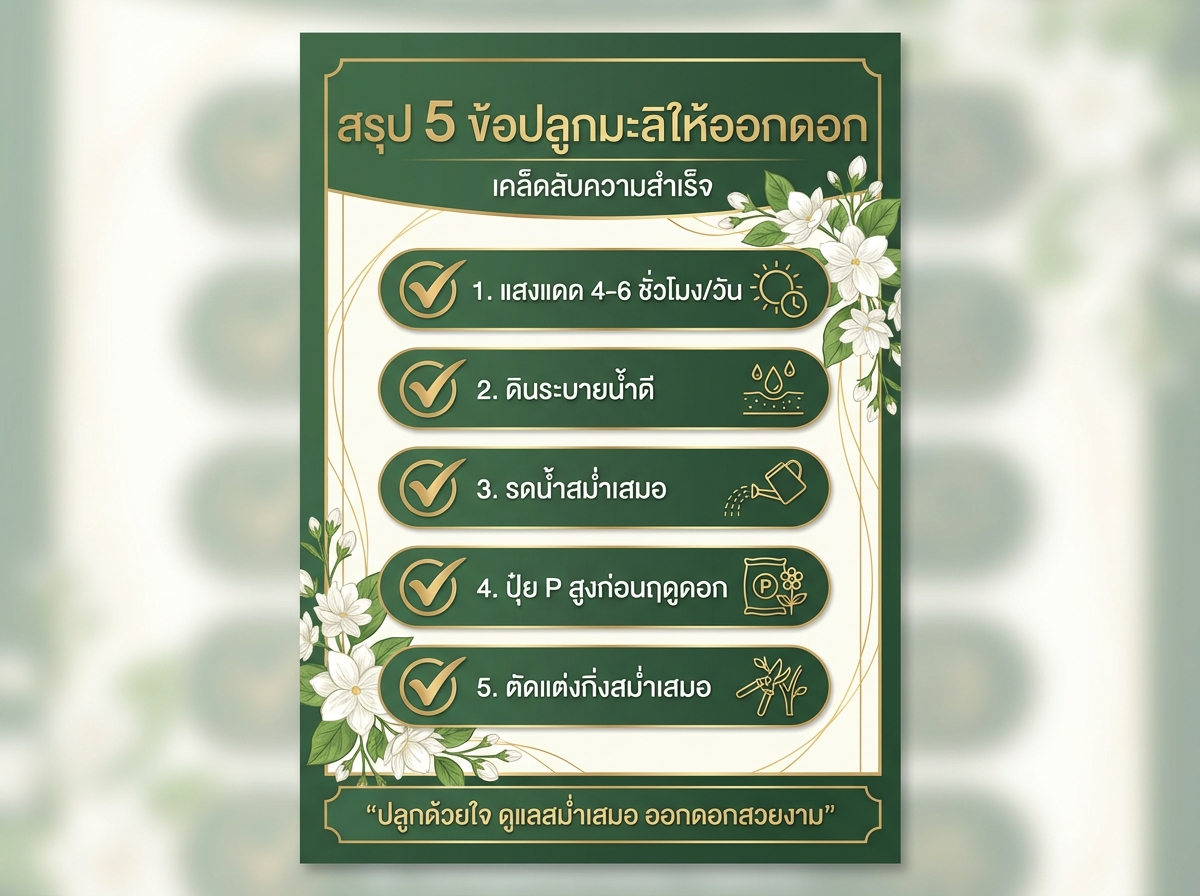สรุป 5 ข้อปลูกมะลิให้ออกดอก