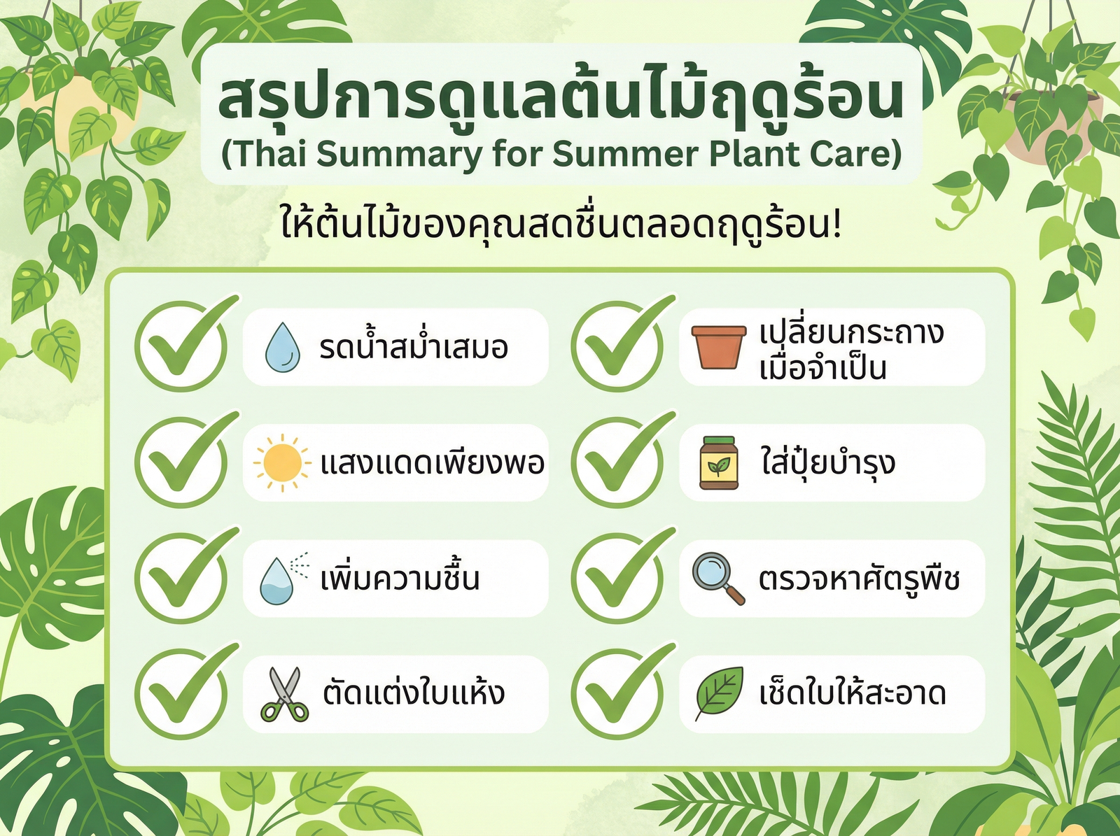 checklist ดูแลต้นไม้หน้าร้อน