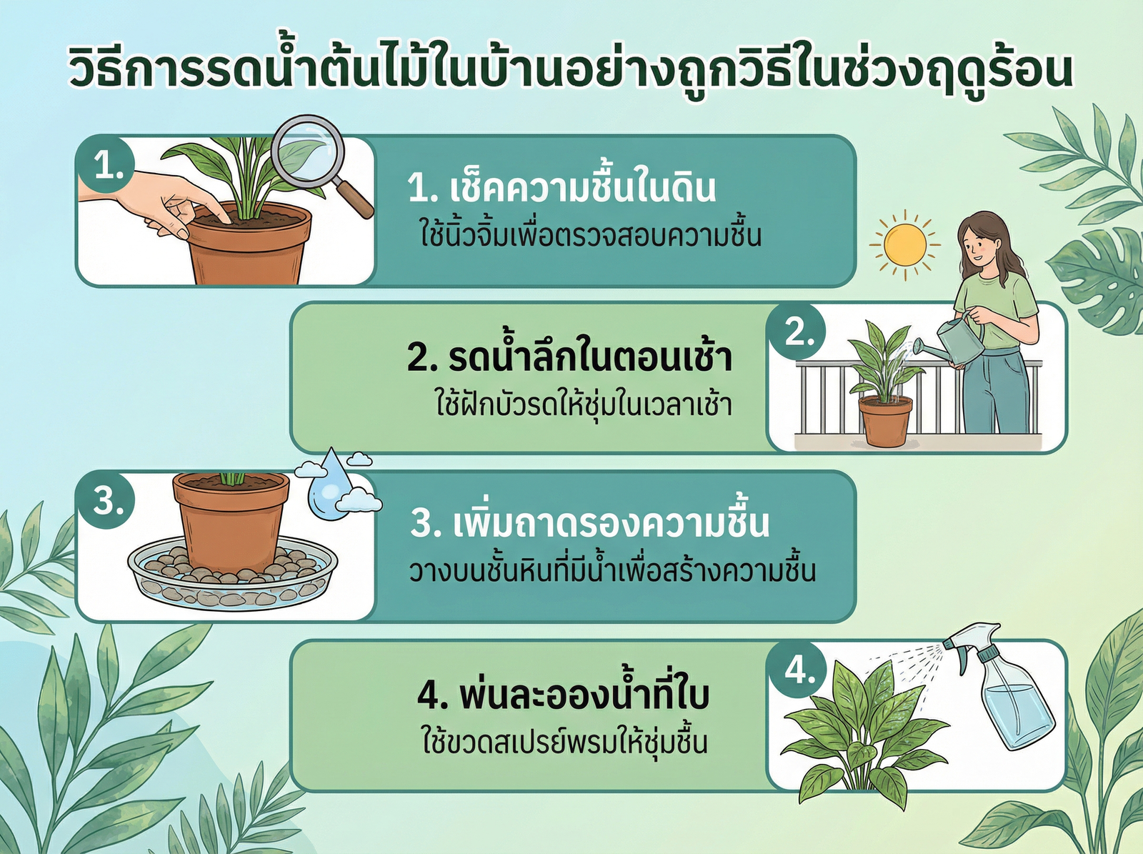 วิธีรดน้ำต้นไม้หน้าร้อนที่ถูกต้อง