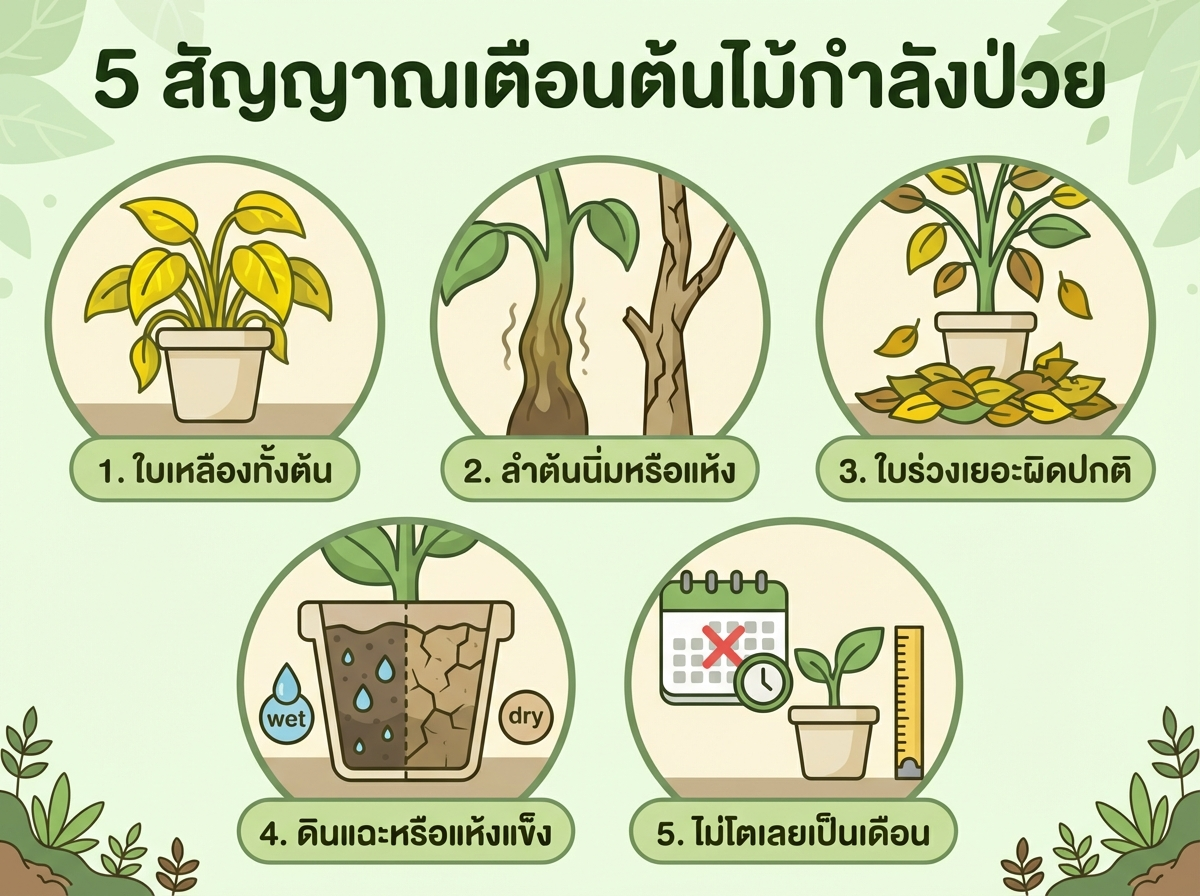 5 สัญญาณเตือนต้นไม้กำลังป่วย