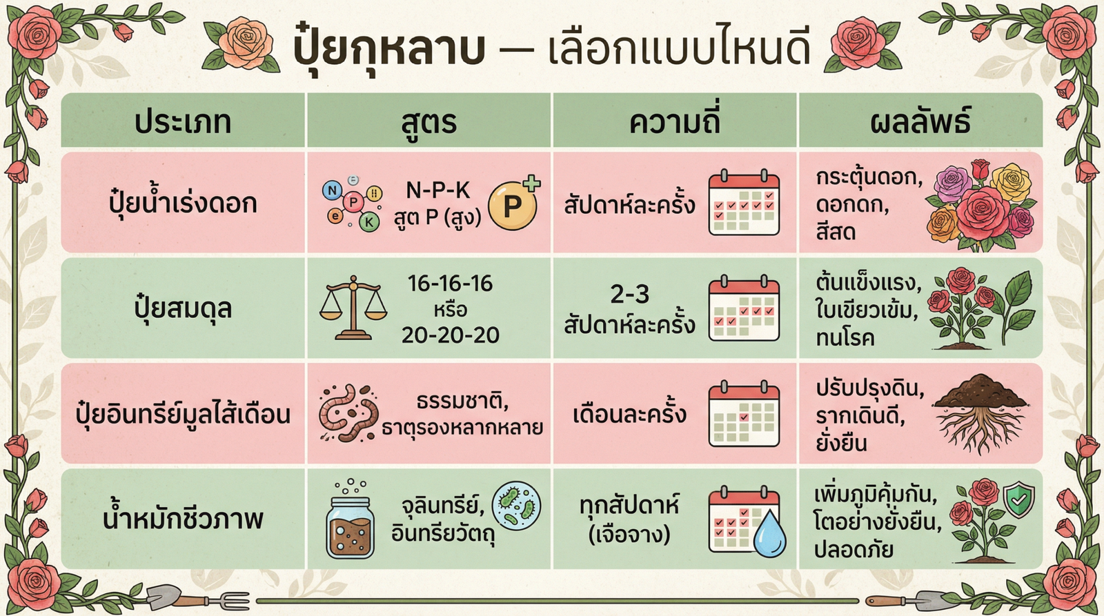 ปุ๋ยกุหลาบเปรียบเทียบ