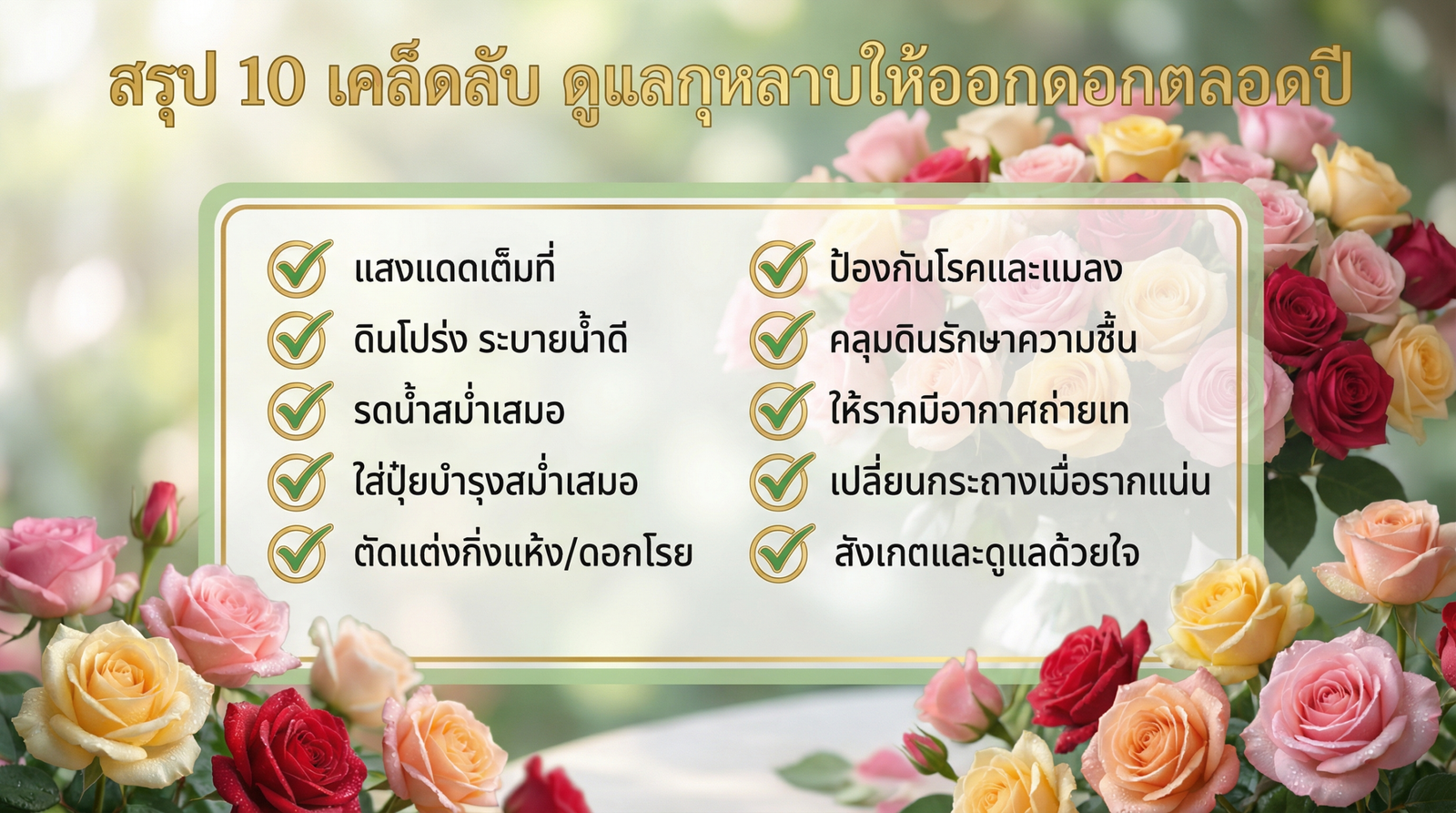 เคล็ดลับดูแลกุหลาบ